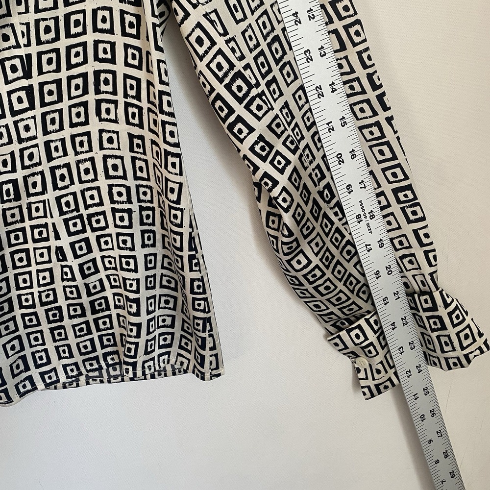 Vintage Emmanuel Ungaro Silk Blouse L Tie Abstract Geometrical Classic Office - Picture 7 of 7